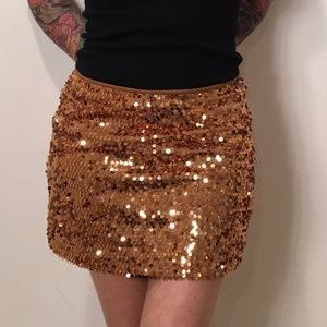 Copper Sequin Stretch Miniskirt Size M